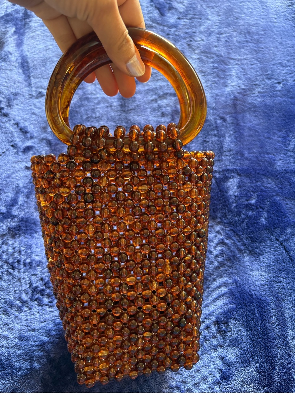 Amber Beaded Mini Tote with Resin Handles